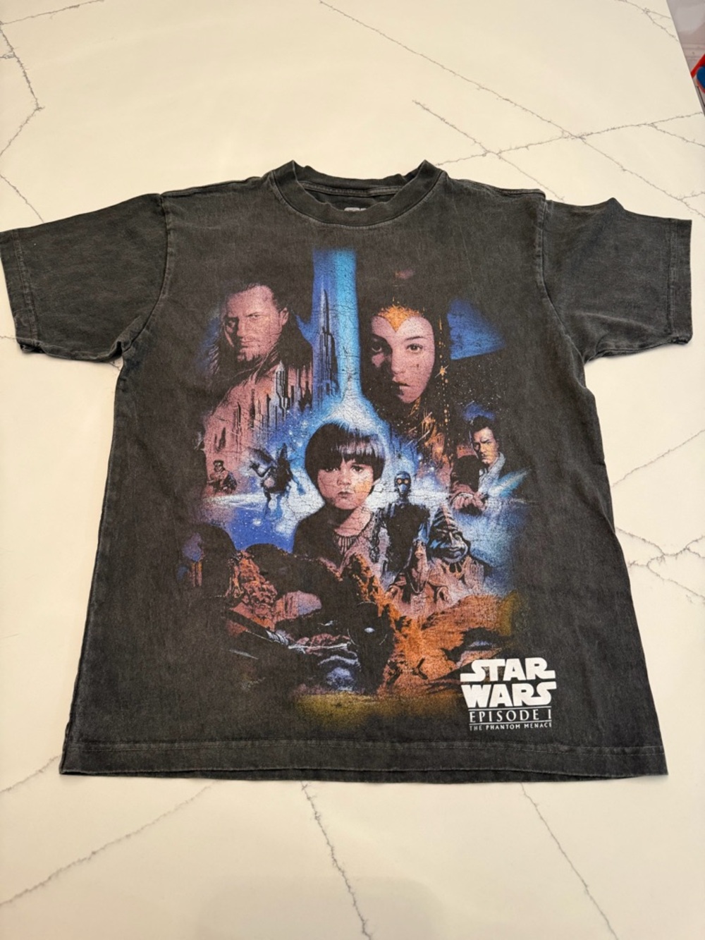 Star Wars Black Short Sleeve Tee with Multicolor Episode I Graphic (Sold)